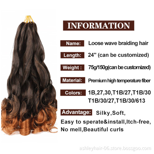 Julianna 75G Hot Quality Best Kanekalon Wholesalers Cheap Price  24Inch Synthetic Spiral Curly Yaki Loowe Wave Braiding Hair